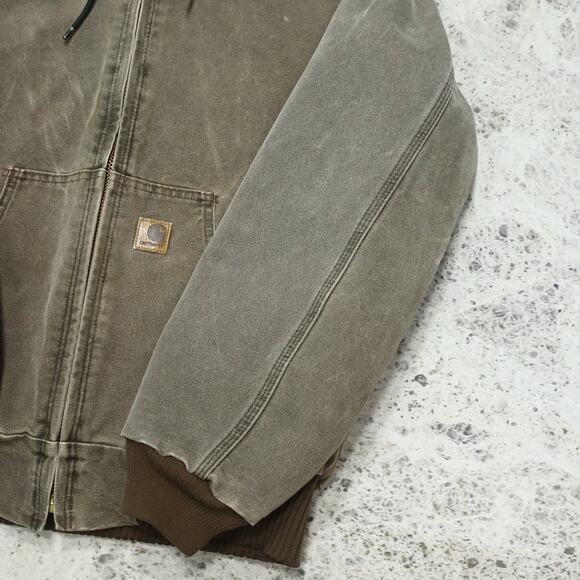 Vintage Carhartt J130 CHT Chestnut Faded Brown Hooded Jacket Size Medium - Picture 10 of 16